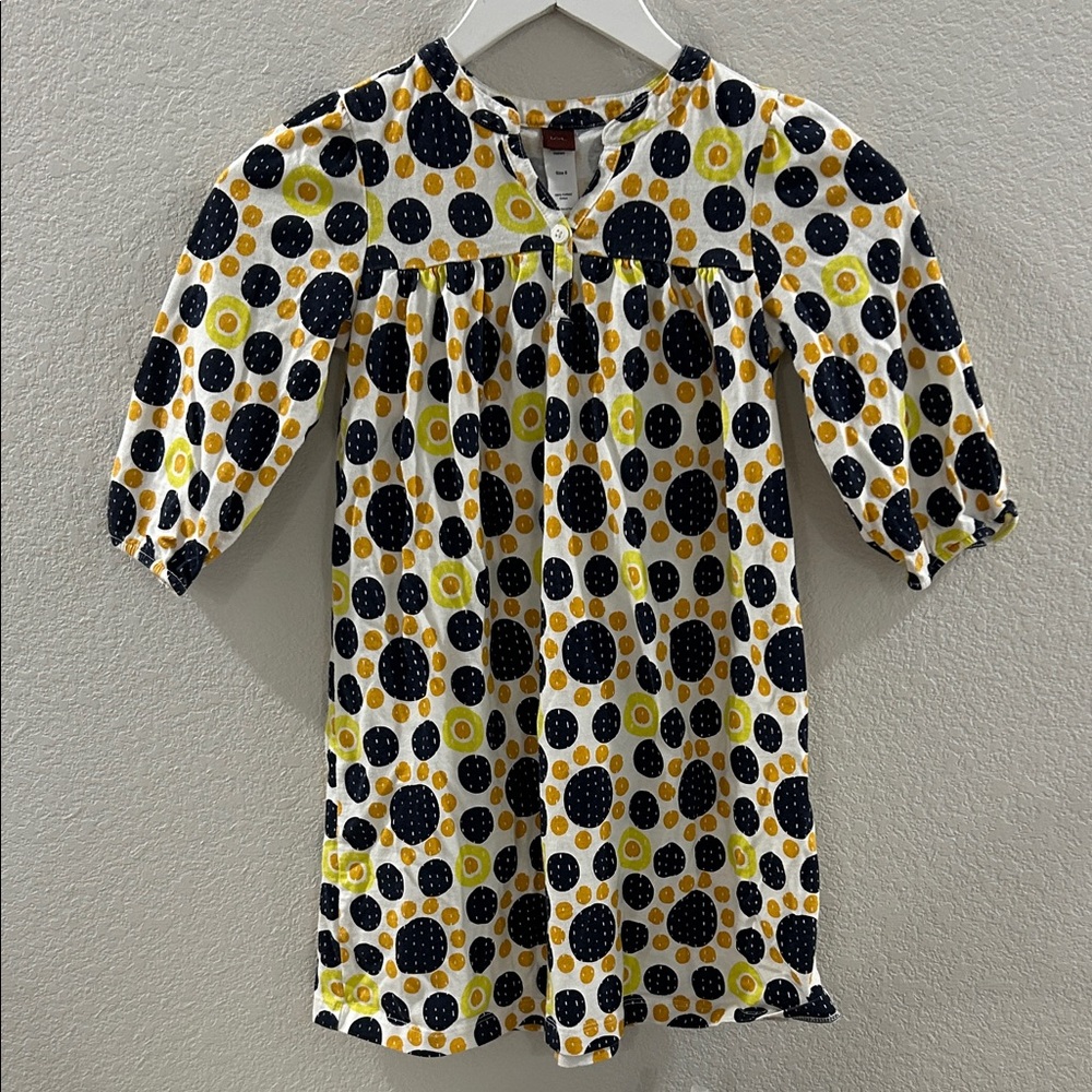 Tea Collection Girl’s 100% Cotton Lightweight Dress with 3/4 Length Sleeves